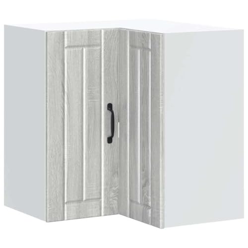 Homvdxl 57 cm Küchenwand Eckschrank mit Türen - Wandecke Eckschrank - Moderner Aufbewahrungsschrank Grau + Eiche Homvdxl 57 cm Küchenwand Eckschrank mit Türen - Wandecke Eckschrank - Moderner Aufbewahrungsschrank Grau + Eiche von Homvdxl