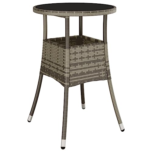 Homvdxl Φ60cm Bistrotisch Rattanoptik Gartentisch mit Glasplatte witterungsbeständig Runder Terrassentisch für Balkon Hof Garten Grauglas Homvdxl Φ60cm Bistrotisch Rattanoptik Gartentisch mit Glasplatte witterungsbeständig Runder Terrassentisch für Balkon Hof Garten Grauglas von Homvdxl