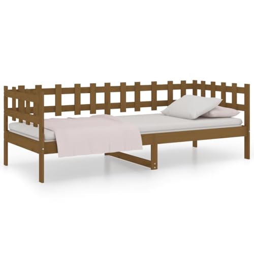Homvdxl 80x200 cm Daybed Einzelbett Bettgestell mit Kopfteil Holz Zaundesign Plattform Gästebett Bettgestell Schlafsofa für Wohnzimmer Gästezimmer - Honigbraun Homvdxl 80x200 cm Daybed Einzelbett Bettgestell mit Kopfteil Holz Zaundesign Plattform Gästebett Bettgestell Schlafsofa für Wohnzimmer Gästezimmer - Honigbraun von Homvdxl