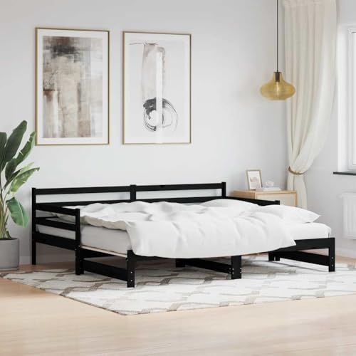 Homvdxl 80x200 cm Holz Tagesbett Ausziehbares Design Einzel-/Doppelschlafsofa mit Unterbett ohne Matratze Schwarz Homvdxl 80x200 cm Holz Tagesbett Ausziehbares Design Einzel-/Doppelschlafsofa mit Unterbett ohne Matratze Schwarz von Homvdxl