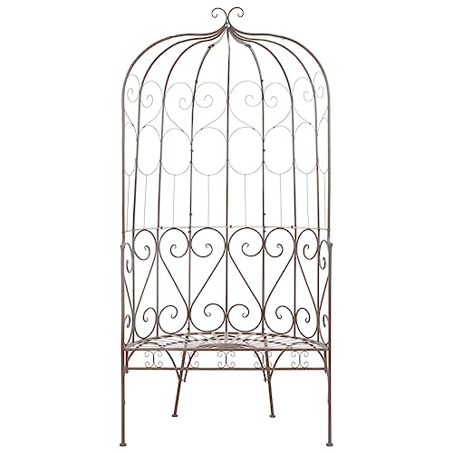 Homvdxl 90cm B x 200cm H Metall Gartenlaube Torbogen für 2 Personen mit Relaxbank & zarter Sitzgelegenheit für Hochzeiten & Hinterhöfe Kletterpflanze, Terrasse, Garten, Rasen, Hinterhof - Braun von Homvdxl