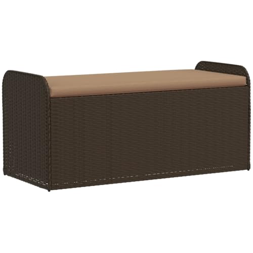 Homvdxl Aufbewahrungstruhe Gartenbank mit Kissen 115x51x52cm für Flur, Schlafzimmer, Wohnzimmer, Braun von Homvdxl