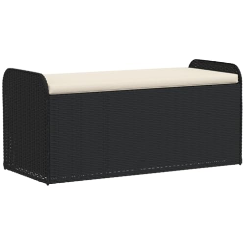 Homvdxl Aufbewahrungstruhe Gartenbank mit Kissen 115x51x52cm für Flur, Schlafzimmer, Wohnzimmer, Schwarz von Homvdxl