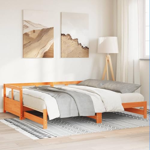 Homvdxl Ausziehbares Schlafsofa 80x200 cm Daybed mit Unterbett für Erwachsene & Jugendliche ohne Matratze - Wachsbraun von Homvdxl
