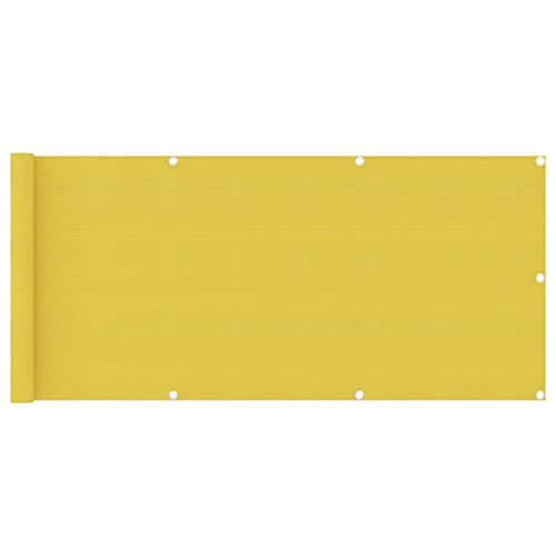 Homvdxl Balkon Sichtschutz 0.75x4m Zaunblende für Balkon und Terrasse Balkonabdeckung, UV-Schutz HDPE, mit Seilen (Gelb) von Homvdxl