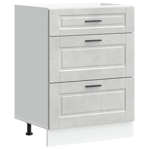 Homvdxl Base Sideboard Aufbewahrungsschrank, moderner Küchenunterschrank mit 3 Schubladen, Buffetschrank für Esszimmer, Wohnzimmer, Flur, Grau von Homvdxl