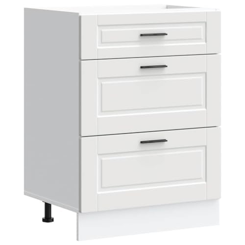 Homvdxl Base Sideboard Aufbewahrungsschrank, moderner Küchenunterschrank mit 3 Schubladen, Buffetschrank für Esszimmer, Wohnzimmer, Flur, Weiß von Homvdxl