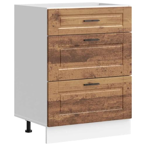 Homvdxl Base Sideboard Aufbewahrungsschrank, moderner Küchenunterschrank mit 3 Schubladen, Buffetschrank für Esszimmer, Wohnzimmer, Flur, alter Stil von Homvdxl