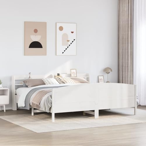 Homvdxl Bettgestell 200x200 cm mit Stauraum Kopfteil & Fußteil, Holzplattformbetten mit Lattenstütze, kein Boxspringbett nötig, für Erwachsene und Jugendliche, Weiß - Super King Homvdxl Bettgestell 200x200 cm mit Stauraum Kopfteil & Fußteil, Holzplattformbetten mit Lattenstütze, kein Boxspringbett nötig, für Erwachsene und Jugendliche, Weiß - Super King von Homvdxl