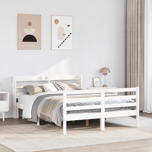 Homvdxl Bettgestell mit Bettkasten Kopfteil 140x200 cm Doppelbett Bettgestell mit Kopfteil & Fußteil Massiv Kiefernholz Stauraumbetten Keine Boxspring nötig | Weiß Homvdxl Bettgestell mit Bettkasten Kopfteil 140x200 cm Doppelbett Bettgestell mit Kopfteil & Fußteil Massiv Kiefernholz Stauraumbetten Keine Boxspring nötig | Weiß von Homvdxl