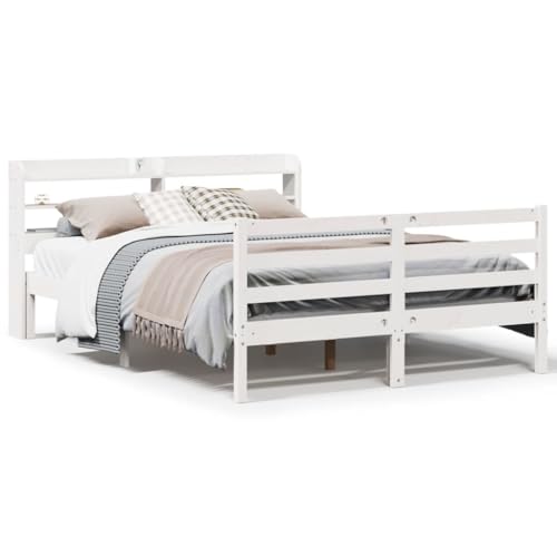 Homvdxl Bettrahmen mit Bettkopfteil 120x200 cm kleines Doppelbett Bettgestell mit Kopfteil & Fußteil Massiv Kiefernholz Stauraumbetten Kein Boxspring nötig | Weiß Homvdxl Bettrahmen mit Bettkopfteil 120x200 cm kleines Doppelbett Bettgestell mit Kopfteil & Fußteil Massiv Kiefernholz Stauraumbetten Kein Boxspring nötig | Weiß von Homvdxl