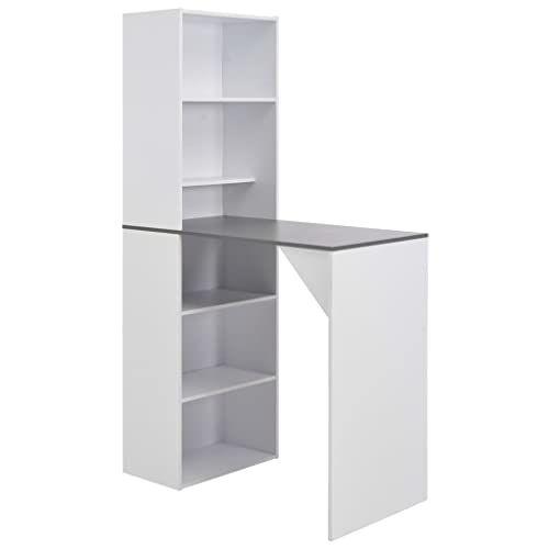 Homvdxl Bistrotisch mit 200 cm hohem Bücherregal, 2-in-1 moderner Bartisch für Küche, Esszimmer, Café, Pub, Büro - Weiß+Grau Homvdxl Bistrotisch mit 200 cm hohem Bücherregal, 2-in-1 moderner Bartisch für Küche, Esszimmer, Café, Pub, Büro - Weiß+Grau von Homvdxl