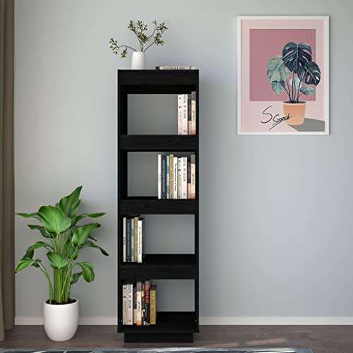 Homvdxl Bücherregal aus Holz, 4 Ebenen, schmales Bücherregal für kleinen Raum, Holzaufbewahrungsregal, Küchenregal, Regal für Wohnzimmer, Studio, Schlafzimmer (Schwarz) von Homvdxl