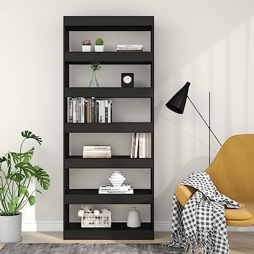 Homvdxl Bücherregal mit 7 Ebenen, 200 cm, extra hoch, stehend, moderner Raumteiler, Ausstellungsregal für Büro, Wohnzimmer (schwarz) von Homvdxl