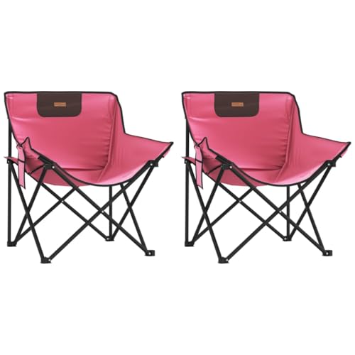 Homvdxl Campingstühle - 2er Set Klappstühle mit Tragetasche und Stahlgestell, belastbar bis 120 kg, Rosa von Homvdxl