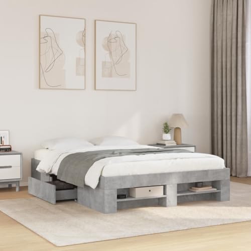 Homvdxl Doppelbett Bettgestell mit mobilen Schubladen & offenem Regal 140x190 cm Holzwerkstoff Plattformbett kein Boxspring nötig Verbesserte Lattenunterstützung Grau Homvdxl Doppelbett Bettgestell mit mobilen Schubladen & offenem Regal 140x190 cm Holzwerkstoff Plattformbett kein Boxspring nötig Verbesserte Lattenunterstützung Grau von Homvdxl