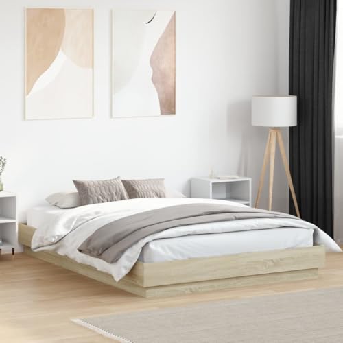 Homvdxl Doppelplattform-Bettgestell, 23 cm niedrige Bettrahmen, einfaches Design, Sperrholz-Lattenstütze, einfache Montage - 140 x 200 cm, Braun Homvdxl Doppelplattform-Bettgestell, 23 cm niedrige Bettrahmen, einfaches Design, Sperrholz-Lattenstütze, einfache Montage - 140 x 200 cm, Braun von Homvdxl