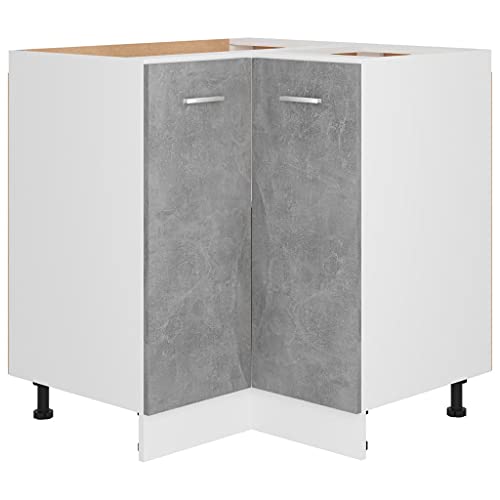 Homvdxl Eckunterschrank Küche Modern Eckunterschrank für Küche Badezimmer 2 Türen Verstellbare Füße Keine Arbeitsplatte 75,5x75,5x81,5 cm Grau von Homvdxl