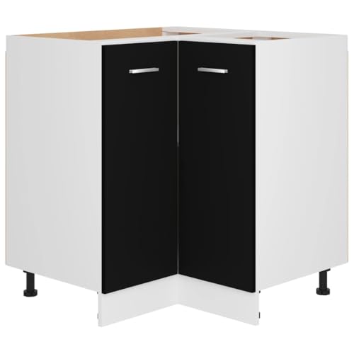 Homvdxl Eckunterschrank Küche Modern Eckunterschrank für Küche Badezimmer 2 Türen Verstellbare Füße Keine Arbeitsplatte 75,5x75,5x81,5 cm Schwarz von Homvdxl