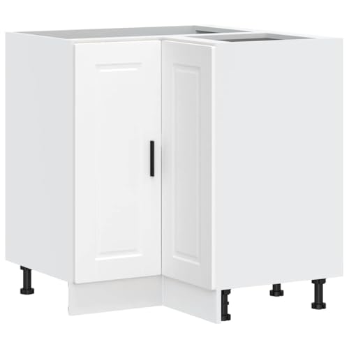 Homvdxl Eckunterschrank Küche Modern Unterschrank mit 2 Türen und verstellbaren Füßen für Wohnzimmer, Esszimmer, 75,5x75,5x81,5 cm - Weiß von Homvdxl