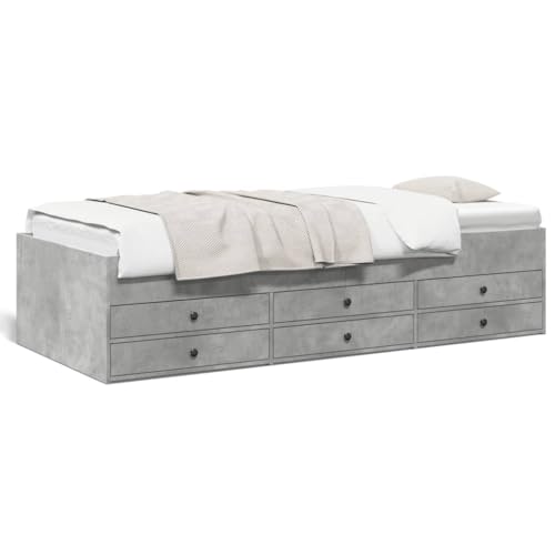 Homvdxl Einzelbett Gästebett mit 6 Schubladen – Schlafzimmermöbel, passend für 90x190 cm Matratze, Grau von Homvdxl