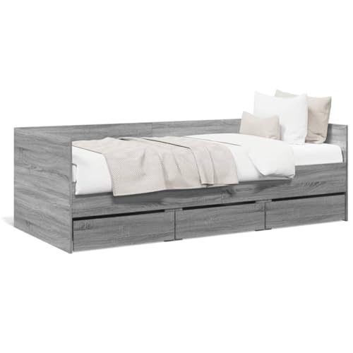 Homvdxl Einzelbett Tagesbett, 90 x 190 cm, modernes Gästebett, Schlafsofa mit 3 Schubladen, für Wohnzimmer und Schlafzimmer, Grau Sonoma Homvdxl Einzelbett Tagesbett, 90 x 190 cm, modernes Gästebett, Schlafsofa mit 3 Schubladen, für Wohnzimmer und Schlafzimmer, Grau Sonoma von Homvdxl