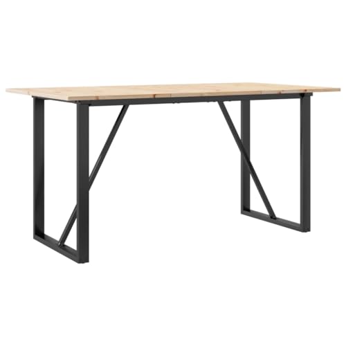 Homvdxl Esstisch Holz 160x80cm Rustikaler Esstisch für 4-6 Personen, Rechteckiger Küchentisch für Wohnzimmer, Esszimmertische mit O-förmigen Stahlbeinen von Homvdxl