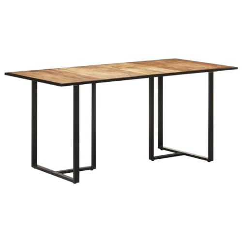 Homvdxl Esstisch aus Holz, 160 x 80 cm, rechteckig, Küchentisch, Frühstückstisch mit Metallbeinen, modernes Wohnzimmer, 4-6-Sitzer, Esszimmertisch, Möbel, Braun von Homvdxl