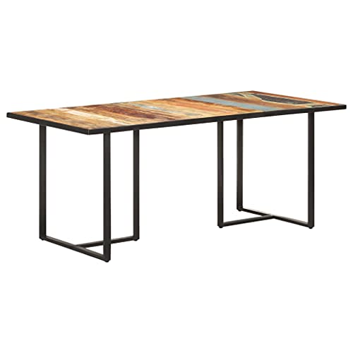 Homvdxl Esstisch aus Holz, 180 x 90 cm, rechteckig, Küche, Frühstückstisch mit Metallbeinen, modernes Wohnzimmer, 4-6-Sitzer, Esszimmertisch, Möbel, mehrfarbig von Homvdxl