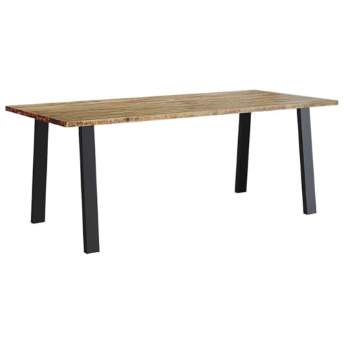 Homvdxl Esstisch aus Holz, 200 x 90 cm, großer Küchentisch für 4-6 Personen, rechteckiger Esstisch mit Stahlbeinen, Küchen- & Esszimmermöbel von Homvdxl