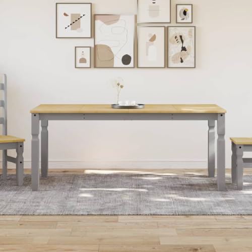 Homvdxl Esstisch aus Holz für 6-8 Personen, 180 x 90 x 75 cm, rechteckig, Kiefernholz, moderne Küche, Esszimmer, Möbel, mit Dekorbeinen, Grau von Homvdxl