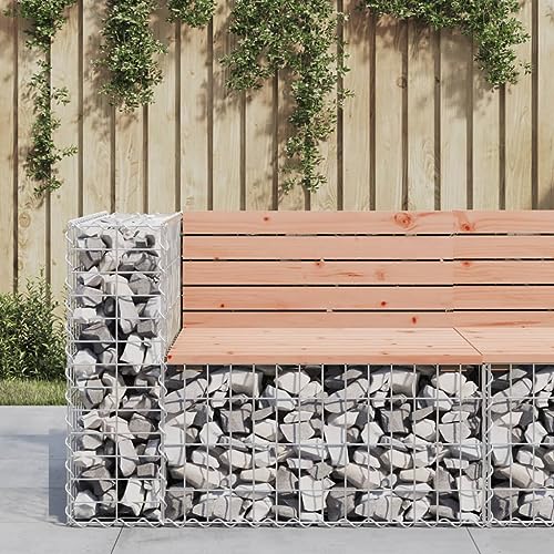 Homvdxl Gabion Gartenbank mit Stahlkorb & Holzsitz, 2-Sitzer Outdoor Bank Garten Loveseat mit Stahlrahmen für Terrasse, Park, 92 x 71 x 65,5 cm, Dunkelbraun von Homvdxl