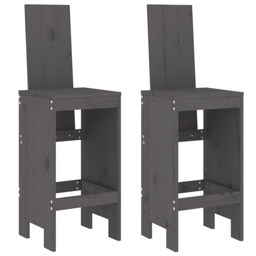 Homvdxl Garten-Barhocker 2er-Set, 120 cm hohe Holzstühle für den Außenbereich, Gesprächsset für Terrasse, Hinterhof, Garten und Pool, Grau von Homvdxl