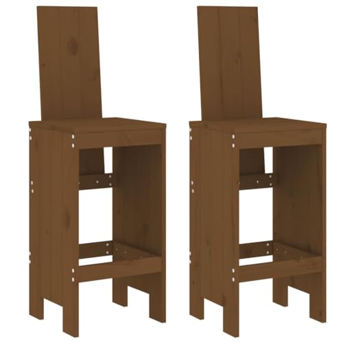 Homvdxl Garten-Barhocker 2er-Set, 120 cm hohe Holzstühle für den Außenbereich, Gesprächsset für Terrasse, Hinterhof, Garten und Pool, Honigbraun von Homvdxl