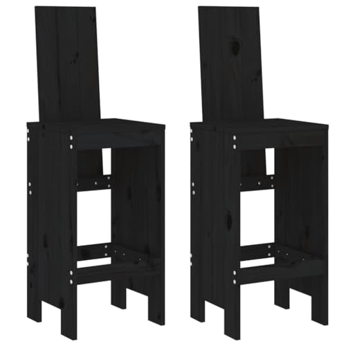Homvdxl Garten-Barhocker 2er Set, 120 cm hohe Holzstühle für den Außenbereich, Gesprächsset für Terrasse, Hinterhof, Garten und Pool, Schwarz von Homvdxl