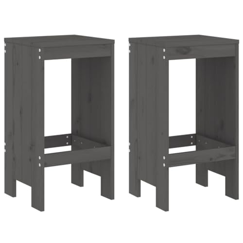 Homvdxl Garten-Barhocker 2er-Set, 75 cm hohe Holzstühle für den Außenbereich, Gesprächsset für Terrasse, Hinterhof, Garten und Pool, Grau von Homvdxl