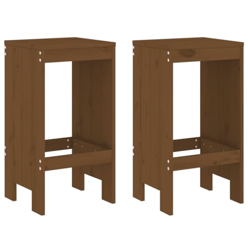 Homvdxl Garten-Barhocker 2er-Set, 75 cm hohe Holzstühle für den Außenbereich, Gesprächsset für Terrasse, Hinterhof, Garten und Pool, Honigbraun von Homvdxl