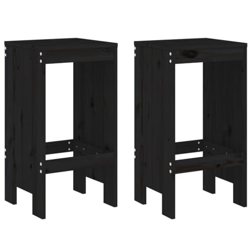 Homvdxl Garten-Barhocker 2er-Set, 75 cm hohe Holzstühle für den Außenbereich, Gesprächsset für Terrasse, Hinterhof, Garten und Pool, Schwarz von Homvdxl