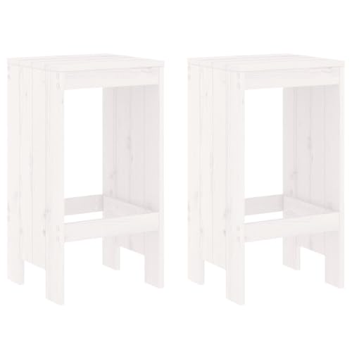 Homvdxl Garten-Barhocker 2er-Set, 75 cm hohe Holzstühle für den Außenbereich, Gesprächsset für Terrasse, Hinterhof, Garten und Pool, Weiß von Homvdxl