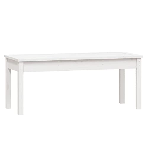 Homvdxl Gartenbank 109 cm - 2-Sitzer Holz Outdoor Bank mit Lamellensitz - Holz Garten Sitzgelegenheit für 2 Personen - für Terrasse & Terrasse Weiß von Homvdxl