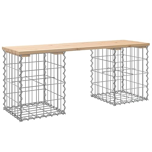 Homvdxl Gartenbank Gabione, Gartenbank mit 2 Gabionenkörben, rostbeständig, 103 x 31 x 42 cm, verzinkter Stahl, für Innen, Außen, Terrasse, Park, Braun von Homvdxl
