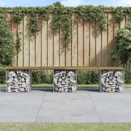 Homvdxl Gartenbank mit Gabionenwand, Außenbank mit Gabionenkorb Dekor, verzinkter Stahl, 203x44x42cm, für Innen, Außen, Terrasse, Park, Rustikal Homvdxl Gartenbank mit Gabionenwand, Außenbank mit Gabionenkorb Dekor, verzinkter Stahl, 203x44x42cm, für Innen, Außen, Terrasse, Park, Rustikal von Homvdxl
