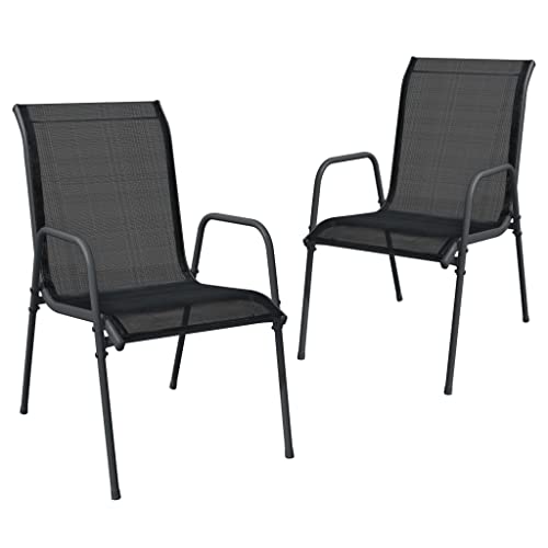 Homvdxl Gartenstühle 2er Set, Klassische Garten-Esszimmerstühle mit Armlehnen, hohe Rückenlehne und Stahlgestell, wetterbeständige Outdoor-Essmöbel für Terrasse, Balkon von Homvdxl