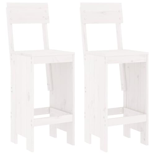 Homvdxl Gartenstühle 2er Set, Outdoor Barhocker Esszimmerstuhl mit Rückenlehne, Allwetter-Terrassen-Bistrostuhl, Decksitze für Hinterhof, Rasen, Veranda, Weiß von Homvdxl