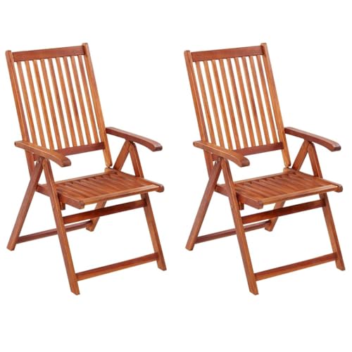 Homvdxl Gartenstühle | 2er Set | Massivholz | Outdoor & Garten Sonnenliegen | Liegestühle & Klappstuhl mit Kopfstütze & Armlehne - Braun Homvdxl Gartenstühle | 2er Set | Massivholz | Outdoor & Garten Sonnenliegen | Liegestühle & Klappstuhl mit Kopfstütze & Armlehne - Braun von Homvdxl
