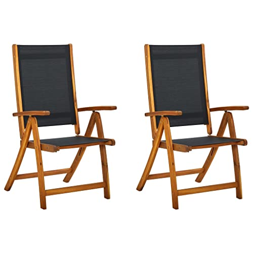 Homvdxl Gartenstühle | 2er Set | Massivholz | Outdoor & Garten Sonnenliegen | Liegestühle & Klappstuhl mit Kopfstütze & Armlehne - Schwarz von Homvdxl