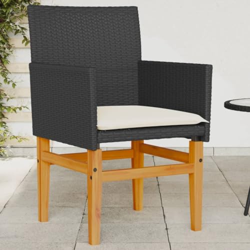 Homvdxl Gartenstuhl 2er Set Outdoor Lounge Rattan Optik Stuhl mit Holzbeinen & Kissen Weide Relaxsessel Sitz für Terrasse Pool Hinterhof Schwarz Homvdxl Gartenstuhl 2er Set Outdoor Lounge Rattan Optik Stuhl mit Holzbeinen & Kissen Weide Relaxsessel Sitz für Terrasse Pool Hinterhof Schwarz von Homvdxl