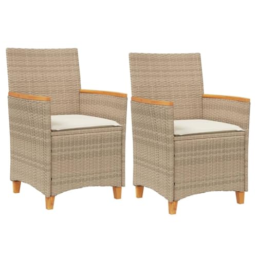 Homvdxl Gartenstuhl 2er Set Rattan Optik Outdoor Lounge Stuhl mit Kissen Wicker Relaxing Sessel Sitz für Terrasse Pool Hinterhof Holz Armlehne Beige Homvdxl Gartenstuhl 2er Set Rattan Optik Outdoor Lounge Stuhl mit Kissen Wicker Relaxing Sessel Sitz für Terrasse Pool Hinterhof Holz Armlehne Beige von Homvdxl