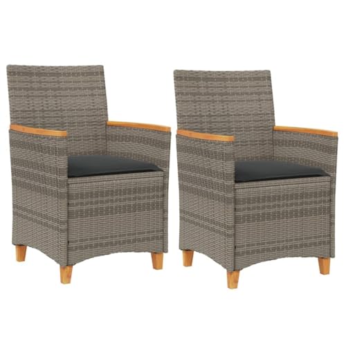 Homvdxl Gartenstuhl 2er Set Rattan Optik Outdoor Lounge Stuhl mit Kissen Wicker Relaxing Sessel Sitz für Terrasse Pool Hinterhof Holz Armlehne Grau Homvdxl Gartenstuhl 2er Set Rattan Optik Outdoor Lounge Stuhl mit Kissen Wicker Relaxing Sessel Sitz für Terrasse Pool Hinterhof Holz Armlehne Grau von Homvdxl