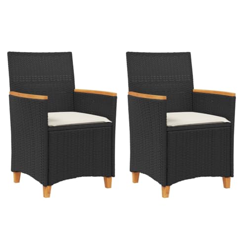 Homvdxl Gartenstuhl 2er Set Rattan Optik Outdoor Lounge Stuhl mit Kissen Wicker Relaxing Sessel Sitz für Terrasse Pool Hinterhof Holz Armlehne Schwarz Homvdxl Gartenstuhl 2er Set Rattan Optik Outdoor Lounge Stuhl mit Kissen Wicker Relaxing Sessel Sitz für Terrasse Pool Hinterhof Holz Armlehne Schwarz von Homvdxl